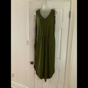 Solid Drawstring Waist Curved Hem Tank Dress